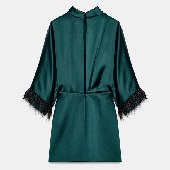 Zara Feather Satin Short Dress - Picture 14 of 16